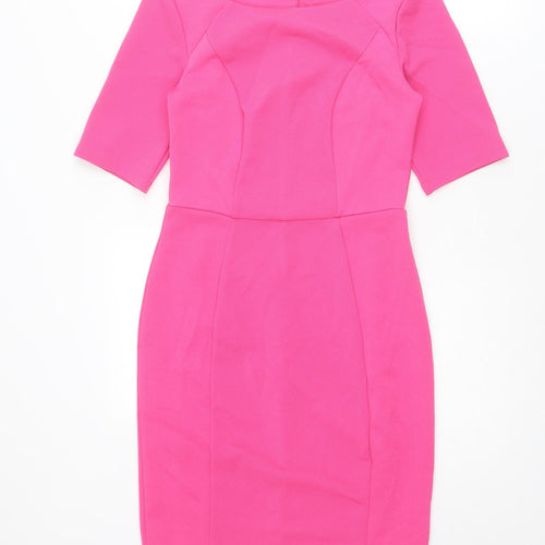 Dorothy Perkins Womens Pink Polyester Shift Size 8 Boat Neck Pullover
