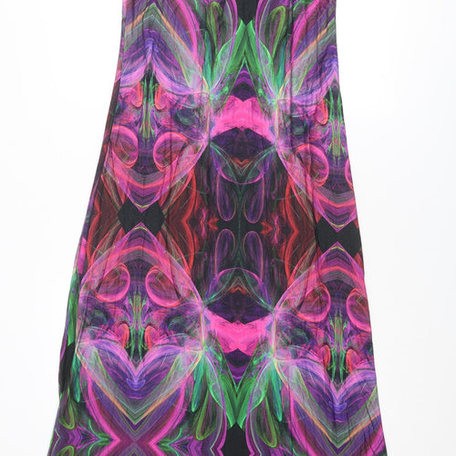 Wallis Womens Multicoloured Geometric Viscose Maxi Size 10 Round Neck Button