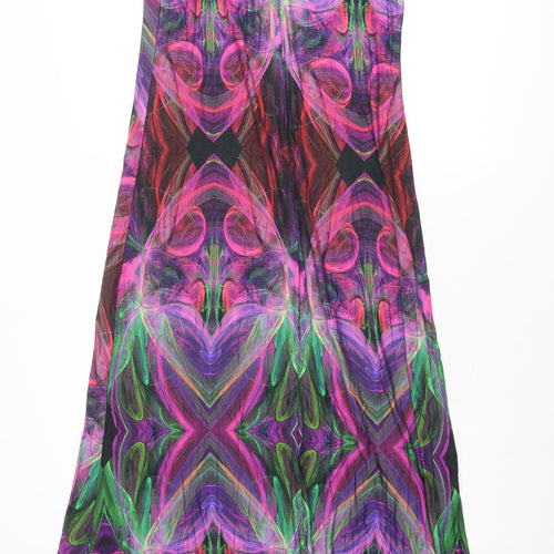Wallis Womens Multicoloured Geometric Viscose Maxi Size 10 Round Neck Button