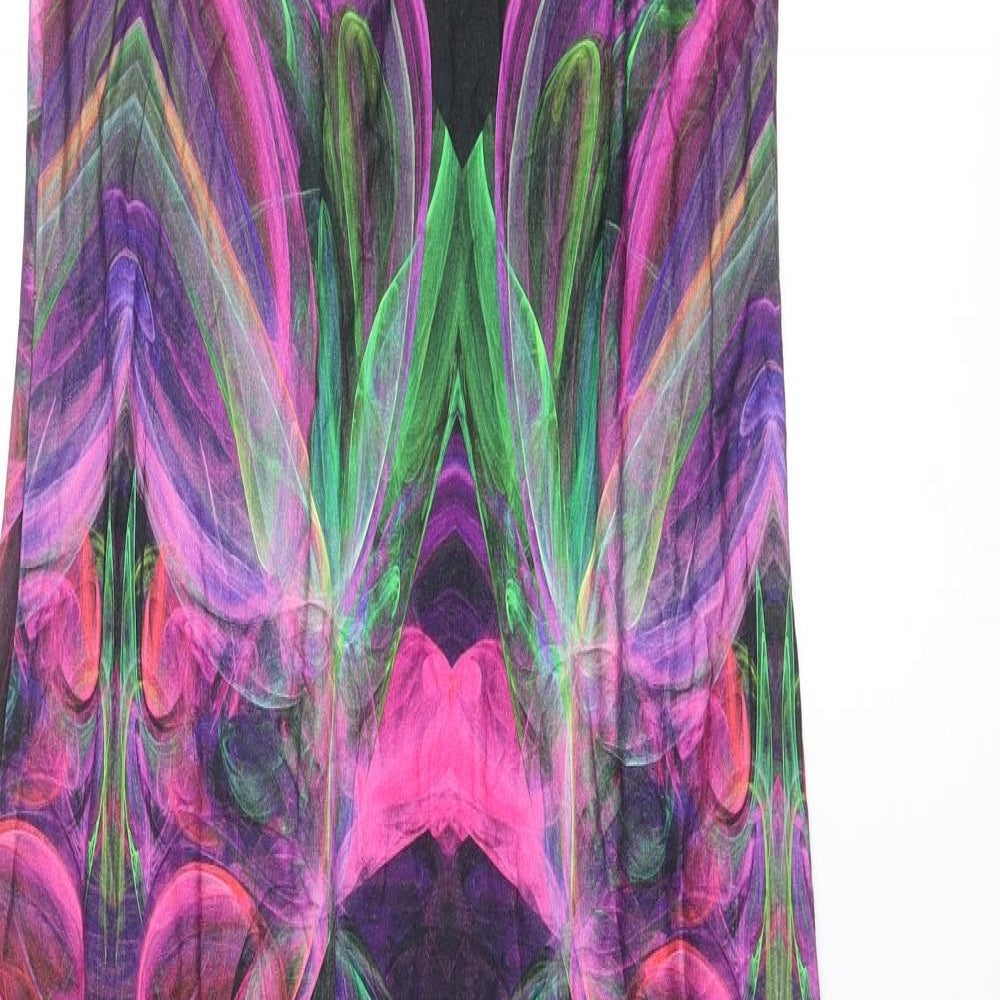 Wallis Womens Multicoloured Geometric Viscose Maxi Size 10 Round Neck Button