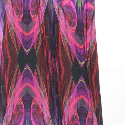 Wallis Womens Multicoloured Geometric Viscose Maxi Size 10 Round Neck Button