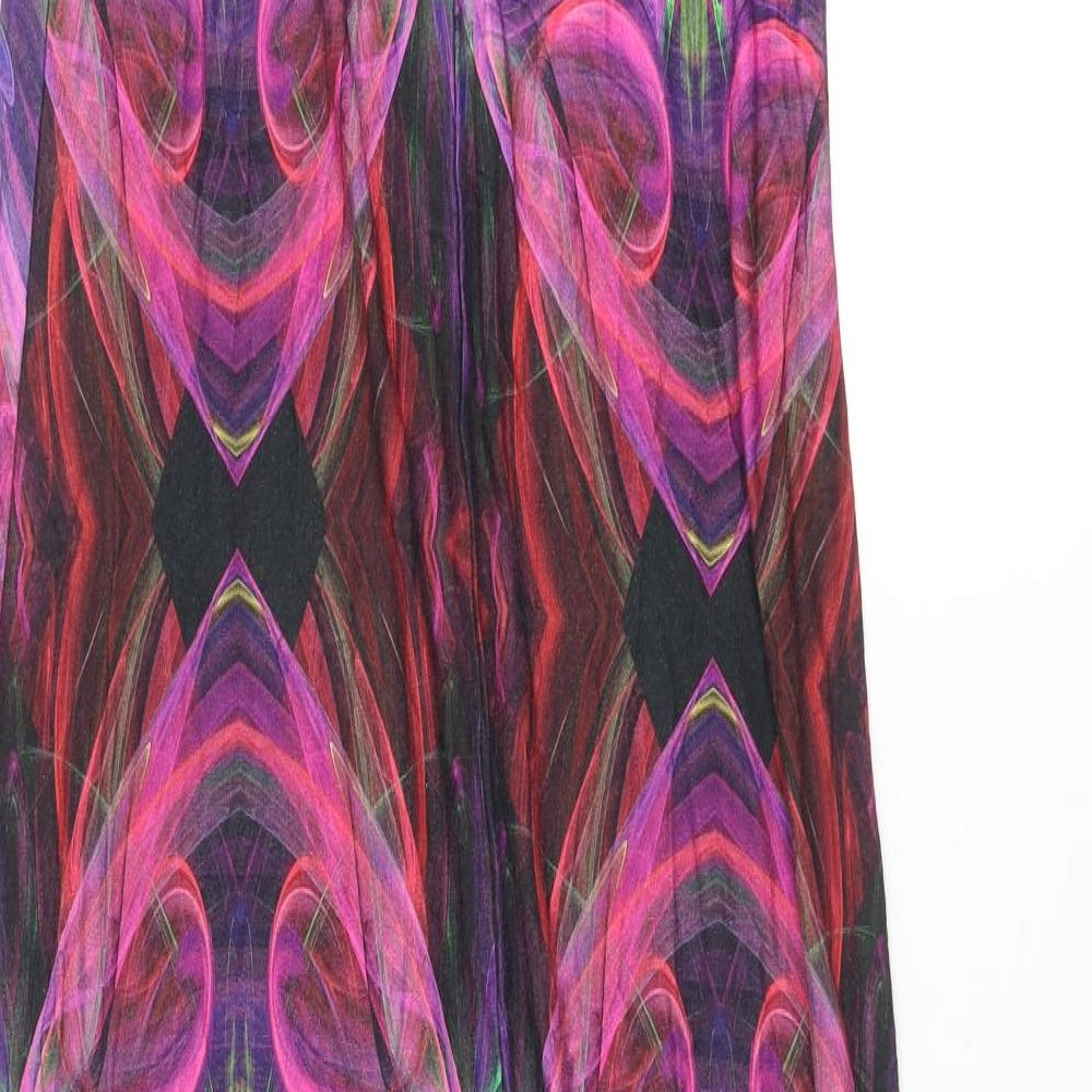 Wallis Womens Multicoloured Geometric Viscose Maxi Size 10 Round Neck Button