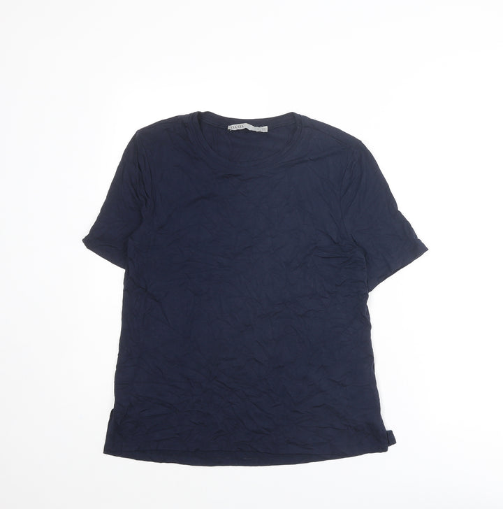 Oasis Womens Blue Viscose Basic T-Shirt Size S Round Neck