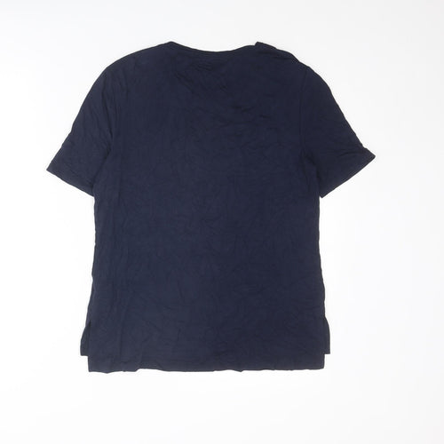 Oasis Womens Blue Viscose Basic T-Shirt Size S Round Neck