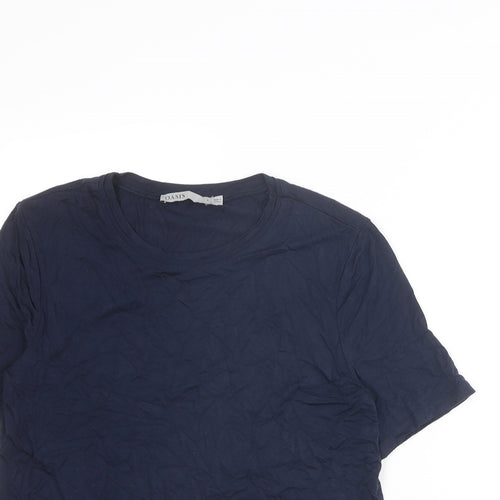 Oasis Womens Blue Viscose Basic T-Shirt Size S Round Neck