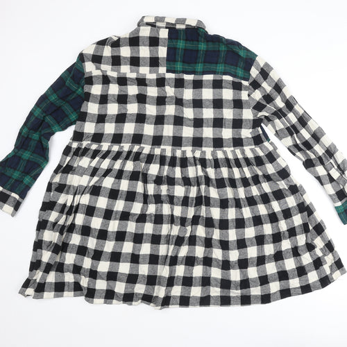 Topshop Womens Multicoloured Plaid Cotton Shirt Dress Size 12 Collared Button