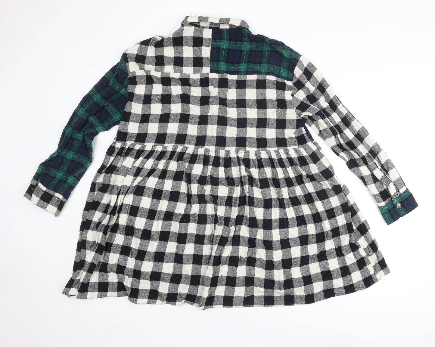 Topshop Womens Multicoloured Plaid Cotton Shirt Dress Size 12 Collared Button