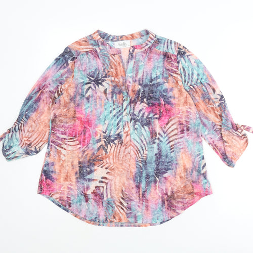 Wallis Womens Multicoloured Geometric Polyester Basic Blouse Size M V-Neck - Leaf Print