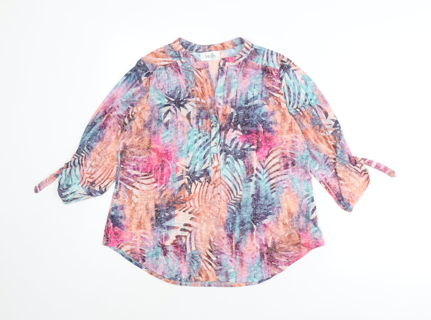 Wallis Womens Multicoloured Geometric Polyester Basic Blouse Size M V-Neck - Leaf Print