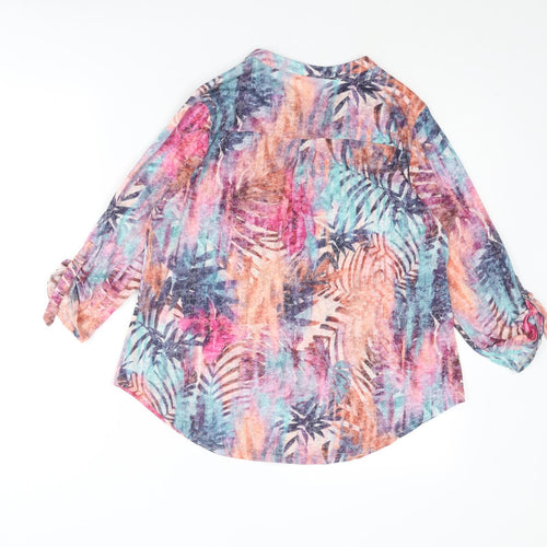 Wallis Womens Multicoloured Geometric Polyester Basic Blouse Size M V-Neck - Leaf Print