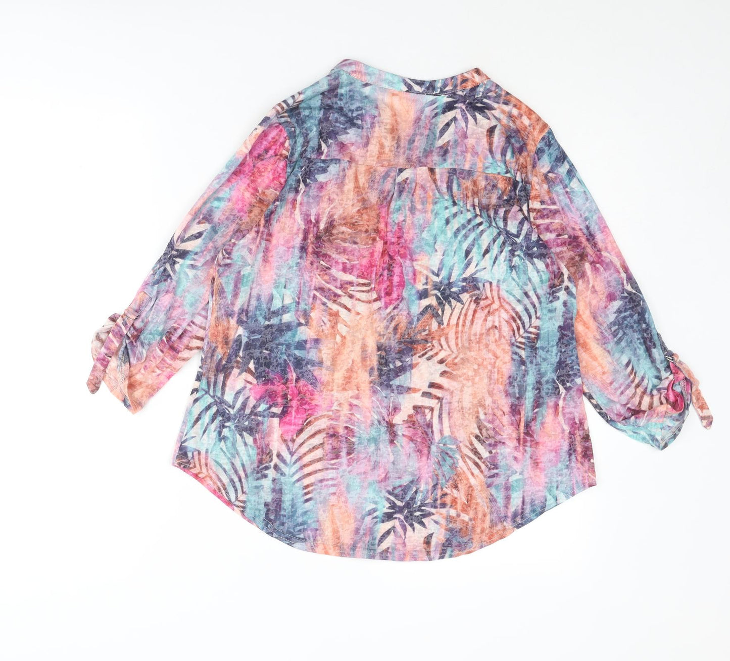 Wallis Womens Multicoloured Geometric Polyester Basic Blouse Size M V-Neck - Leaf Print