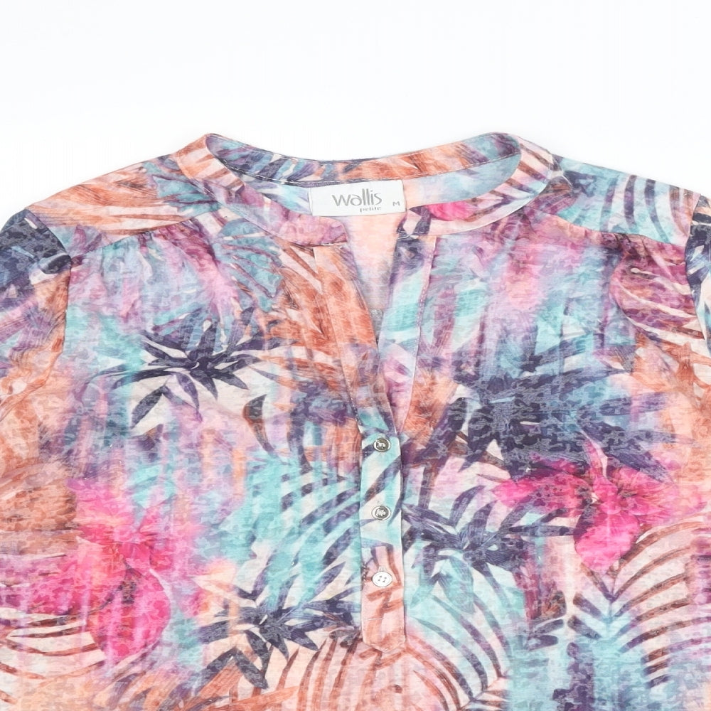 Wallis Womens Multicoloured Geometric Polyester Basic Blouse Size M V-Neck - Leaf Print