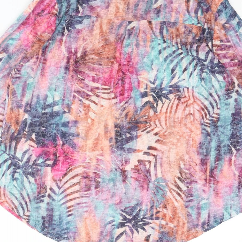 Wallis Womens Multicoloured Geometric Polyester Basic Blouse Size M V-Neck - Leaf Print