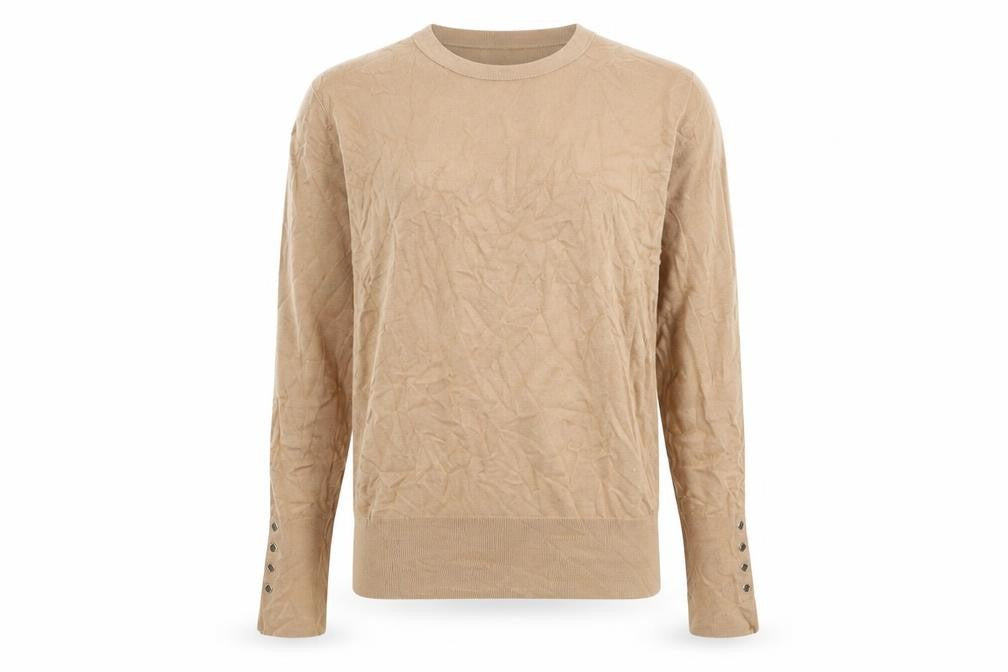 Front view of Zara women’s beige round neck viscose jumper, size L