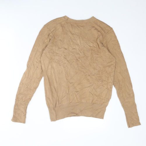 Zara Womens Beige Round Neck Viscose Pullover Jumper Size L