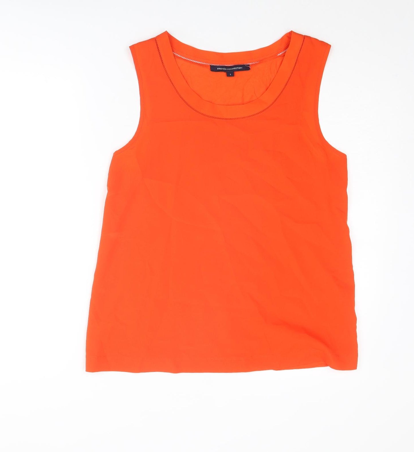 French Connection Womens Red Polyester Basic Tank Size L Round Neck
