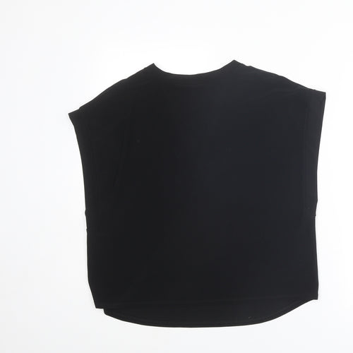 Zara Womens Black Polyester Basic T-Shirt Size S V-Neck