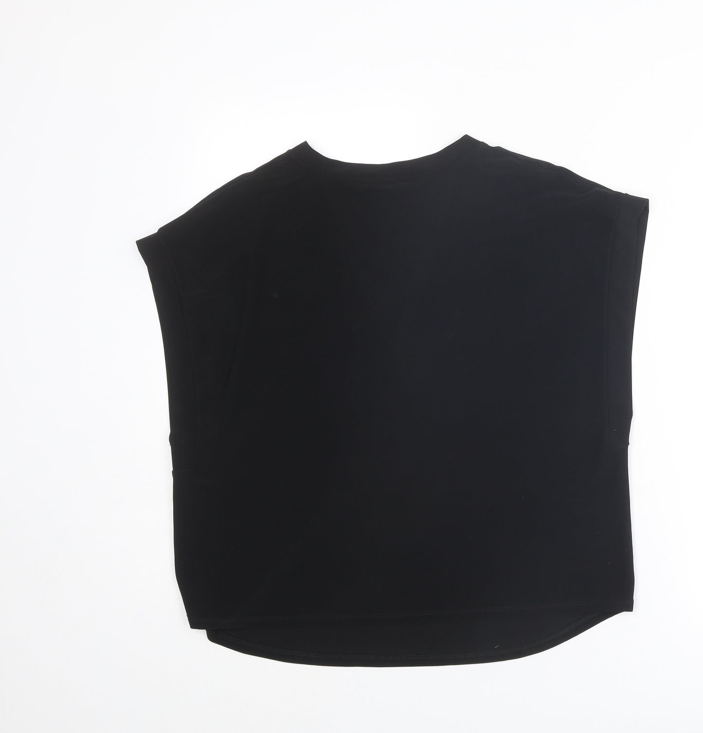 Zara Womens Black Polyester Basic T-Shirt Size S V-Neck