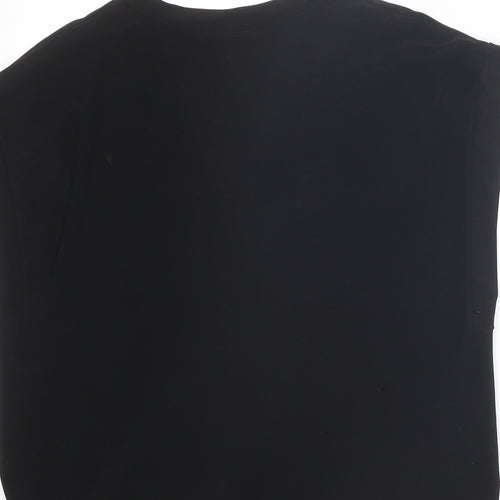 Zara Womens Black Polyester Basic T-Shirt Size S V-Neck
