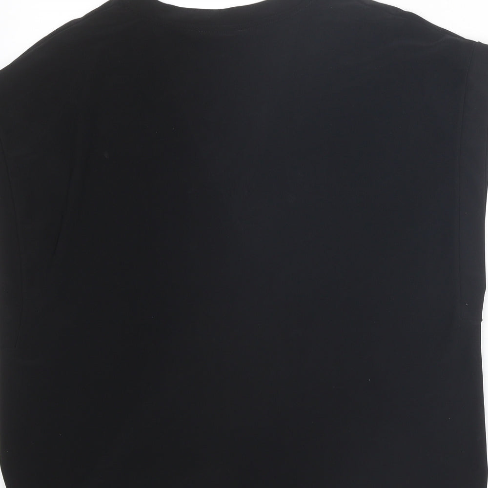 Zara Womens Black Polyester Basic T-Shirt Size S V-Neck