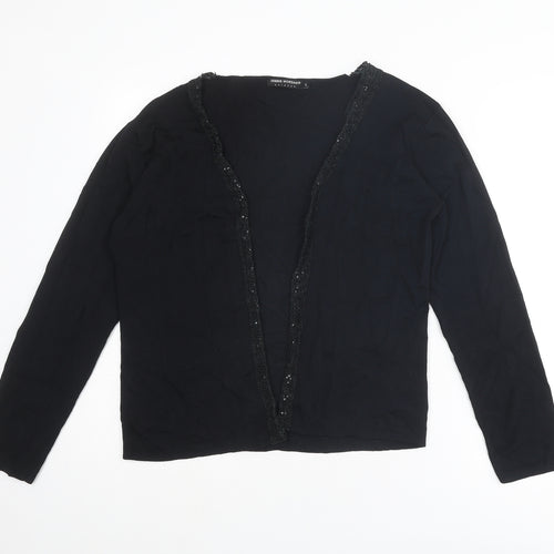 Debbie Morgan Womens Black V-Neck Viscose Cardigan Jumper Size L