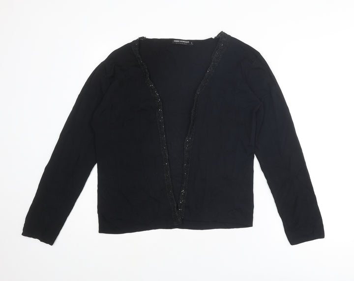 Debbie Morgan Womens Black V-Neck Viscose Cardigan Jumper Size L