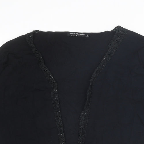 Debbie Morgan Womens Black V-Neck Viscose Cardigan Jumper Size L