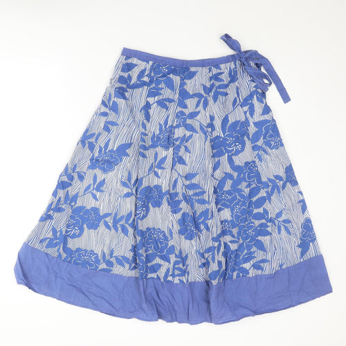 Epilogue Womens Blue Floral Cotton Swing Skirt Size 10 Button