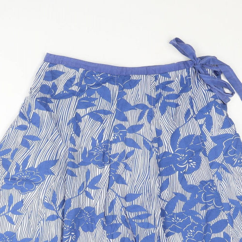 Epilogue Womens Blue Floral Cotton Swing Skirt Size 10 Button