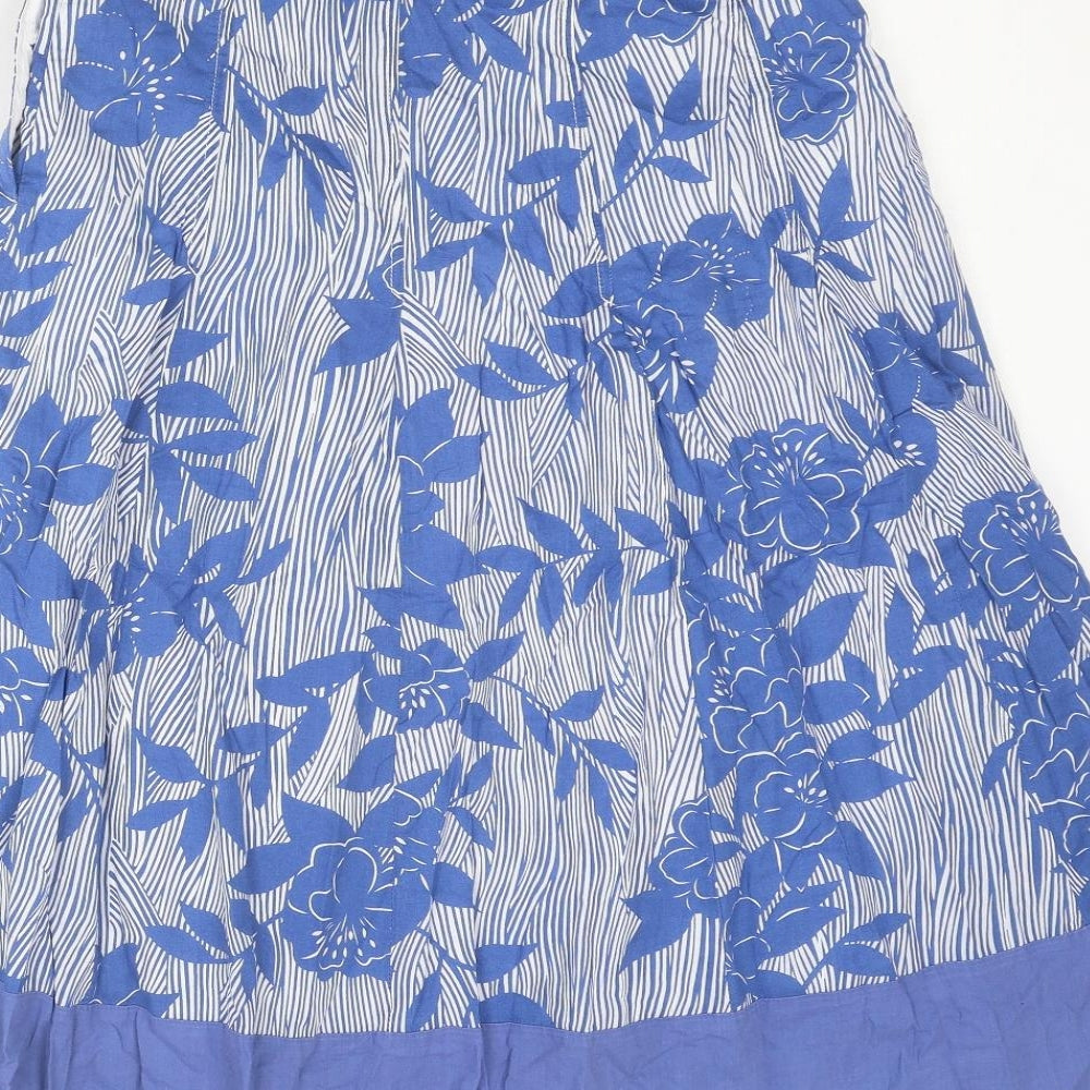 Epilogue Womens Blue Floral Cotton Swing Skirt Size 10 Button