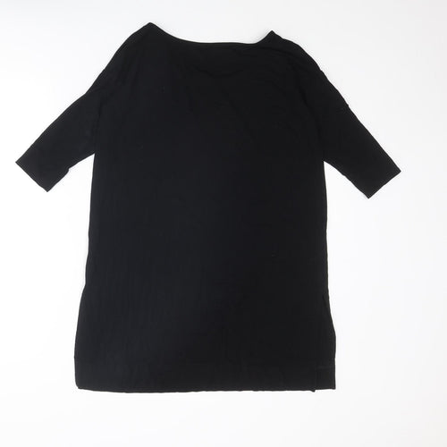 Peruvian Connection Womens Black Viscose Basic T-Shirt Size XS Round Neck - Side Slits