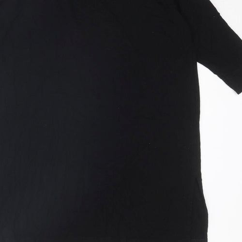 Peruvian Connection Womens Black Viscose Basic T-Shirt Size XS Round Neck - Side Slits