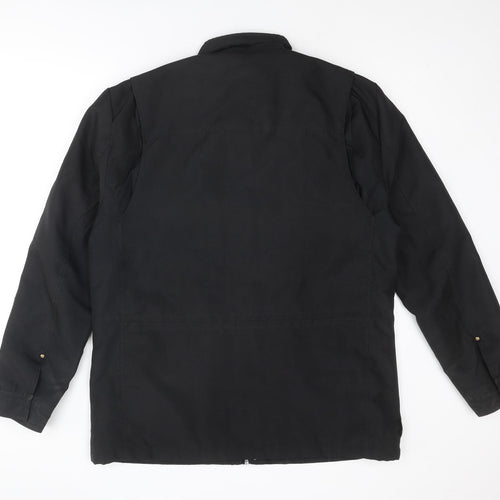 Kenneth Cole Reaction Mens Black Pea Coat Coat Size L Zip