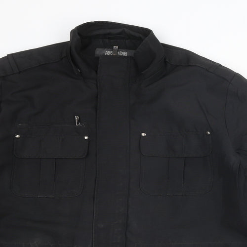 Kenneth Cole Reaction Mens Black Pea Coat Coat Size L Zip