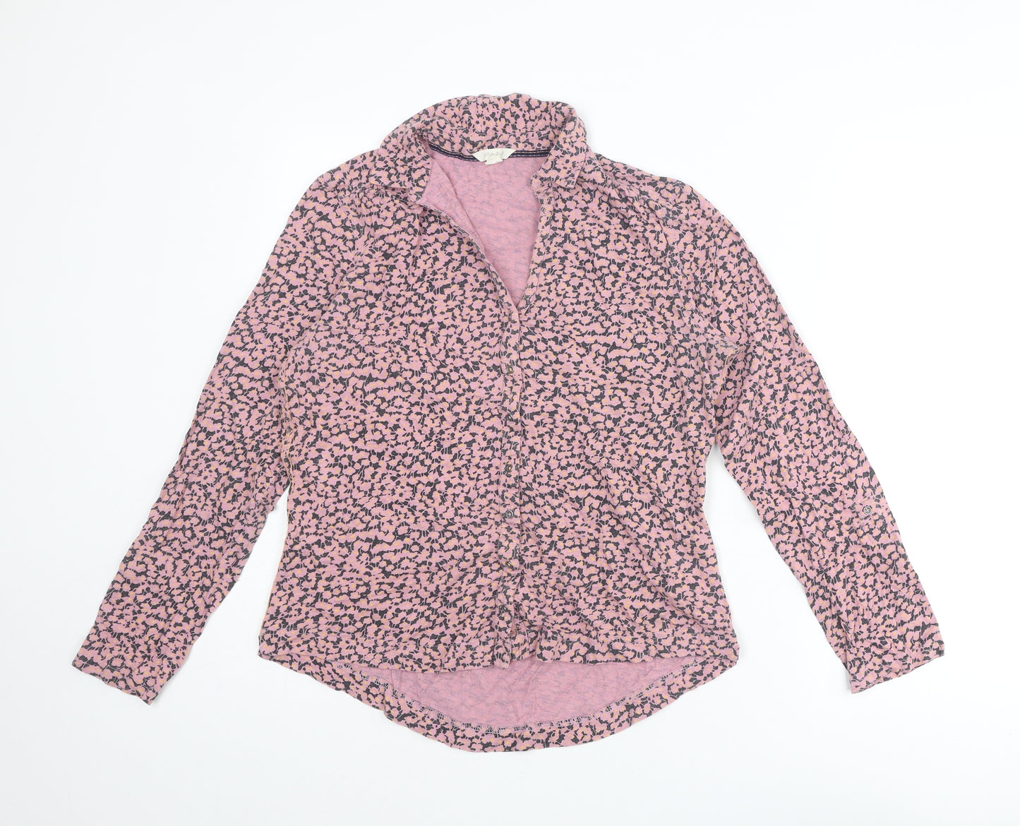 White Stuff Womens Pink Floral Cotton Basic Button-Up Size 12 Collared