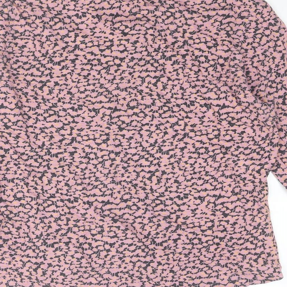 White Stuff Womens Pink Floral Cotton Basic Button-Up Size 12 Collared