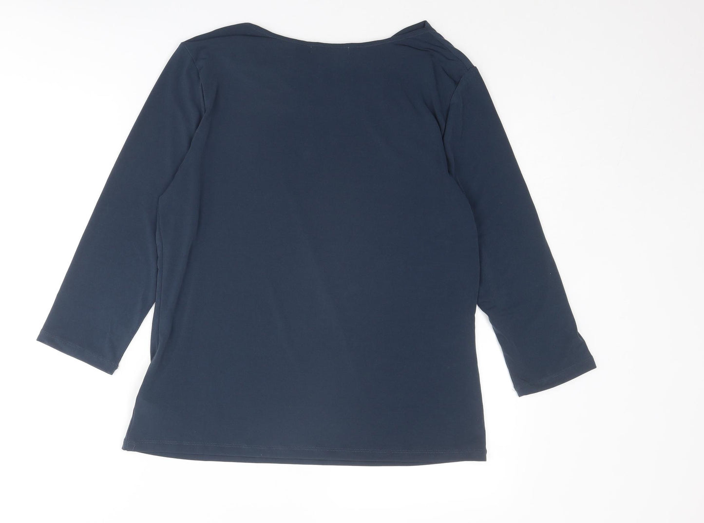 Christian Siriano Womens Blue Polyester Basic T-Shirt Size L Cowl Neck