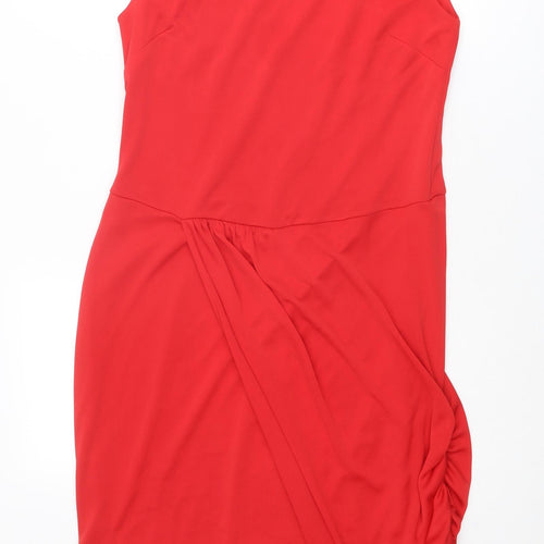 Zara Womens Red Polyester Shift Size L Boat Neck Pullover