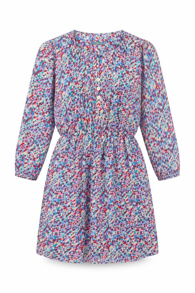 Front view of House of Queens women’s multicoloured geometric polyester a-line, size M, crew neck pullover