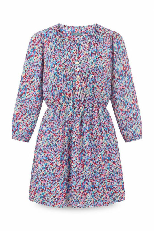 Front view of House of Queens women’s multicoloured geometric polyester a-line, size M, crew neck pullover