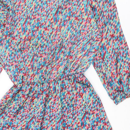 House of Queens Womens Multicoloured Geometric Polyester A-Line Size M Crew Neck Pullover