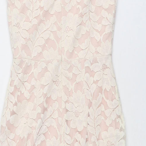 ASOS Womens Ivory Cotton Pencil Dress Size 8 Round Neck Zip