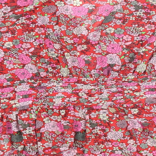 Marks and Spencer Womens Multicoloured Floral Polyester Basic Blouse Size 16 V-Neck - Peplum