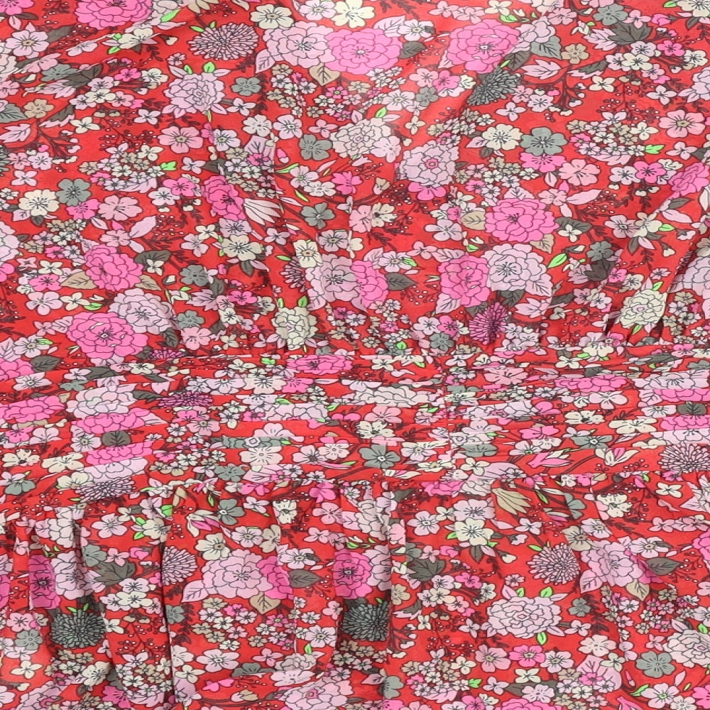 Marks and Spencer Womens Multicoloured Floral Polyester Basic Blouse Size 16 V-Neck - Peplum