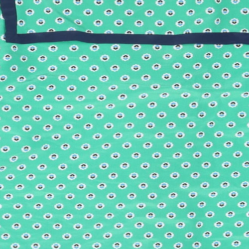 Country Casuals Womens Green Geometric Polyester Basic Button-Up Size 14 Collared