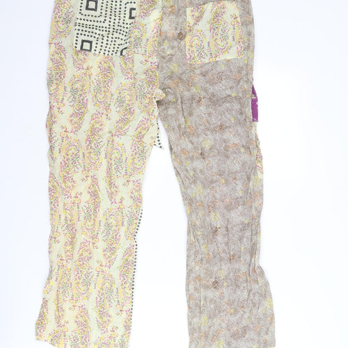 Zara Womens Multicoloured Geometric Cotton Trousers Size L L25 in Regular Button