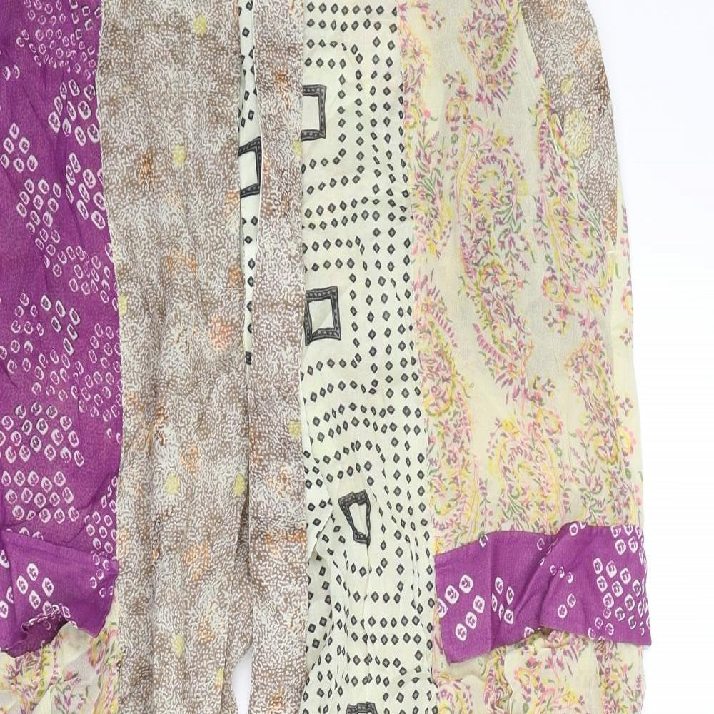 Zara Womens Multicoloured Geometric Cotton Trousers Size L L25 in Regular Button