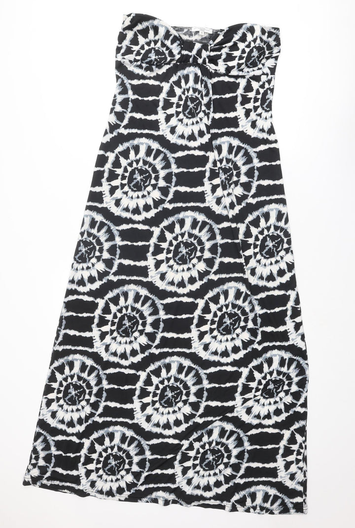 New Look Womens Black Geometric Polyester Maxi Size M Sweetheart Pullover - Strapless