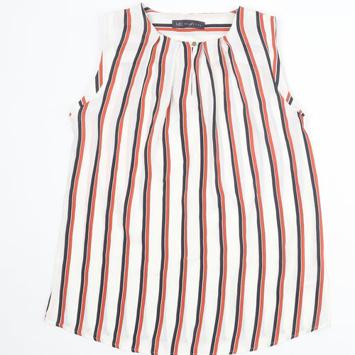 Marks and Spencer Womens Multicoloured Striped Polyester Basic Blouse Size 8 Round Neck