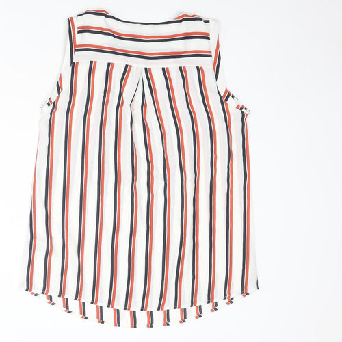 Marks and Spencer Womens Multicoloured Striped Polyester Basic Blouse Size 8 Round Neck